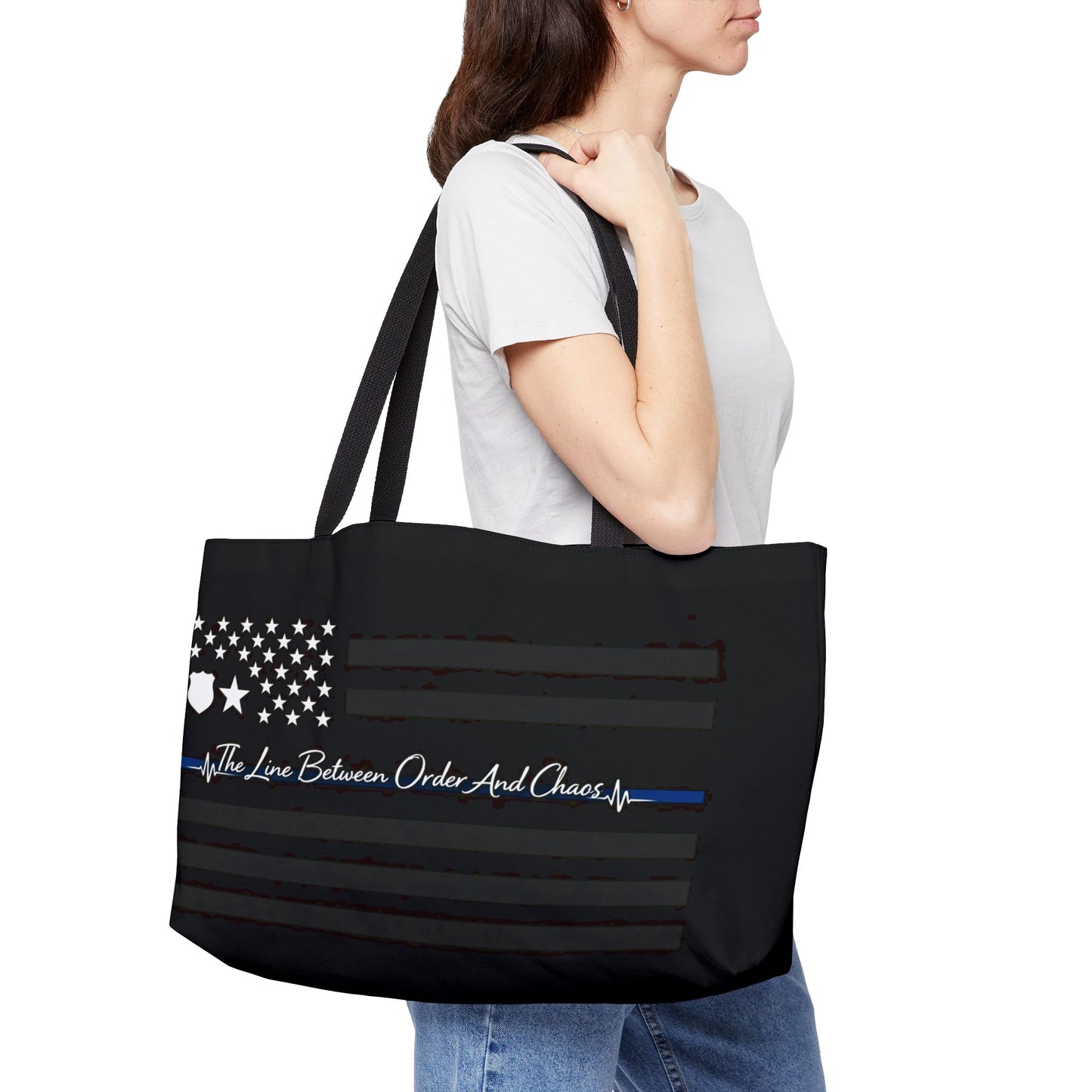 Thin Blue Line Weekender Tote Bag