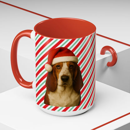 Santa Paws Basset 2-Tone Coffee Mug