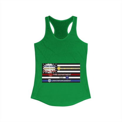 Slow Down Move Over Flag Women's Racerback Tank