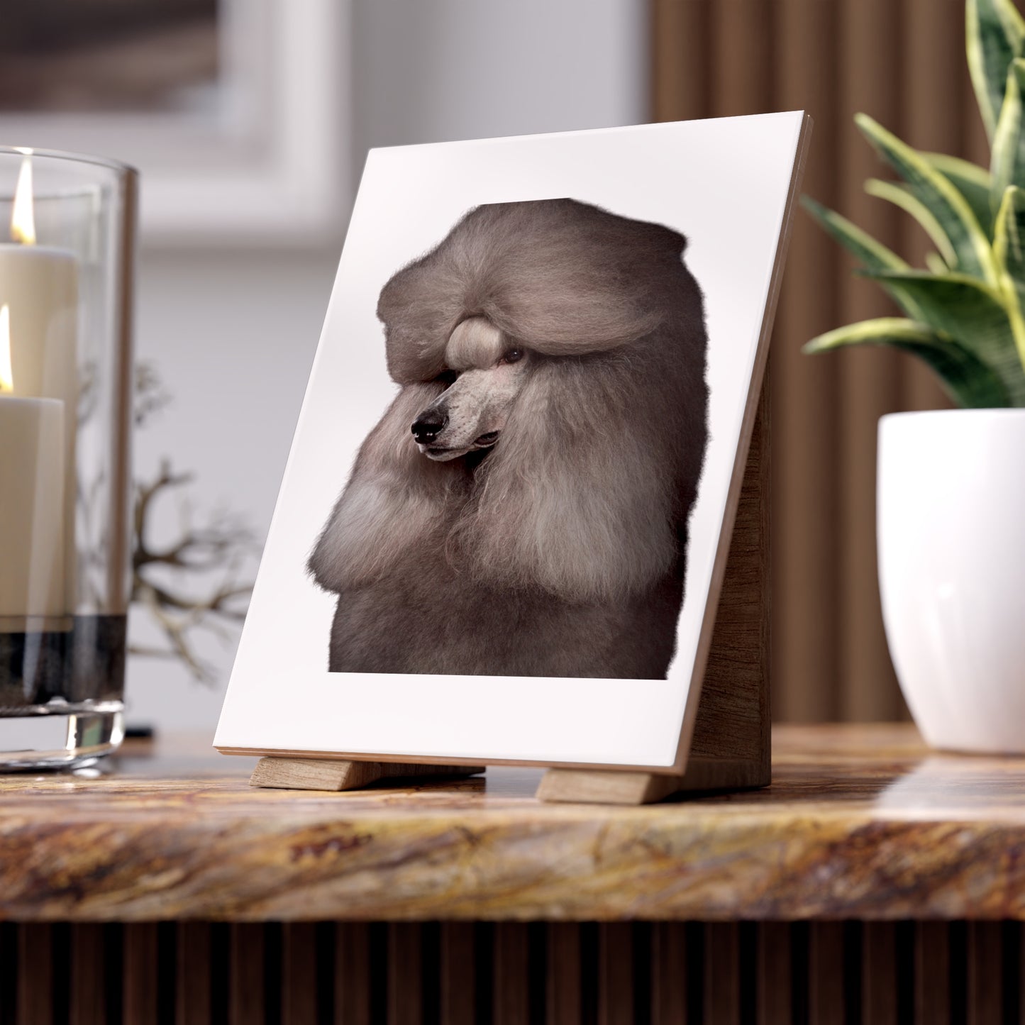 Poodle Head Ceramic Photo Tile