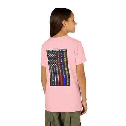 No One Fights Alone Youth Unisex Short Sleeve Crewneck Tee