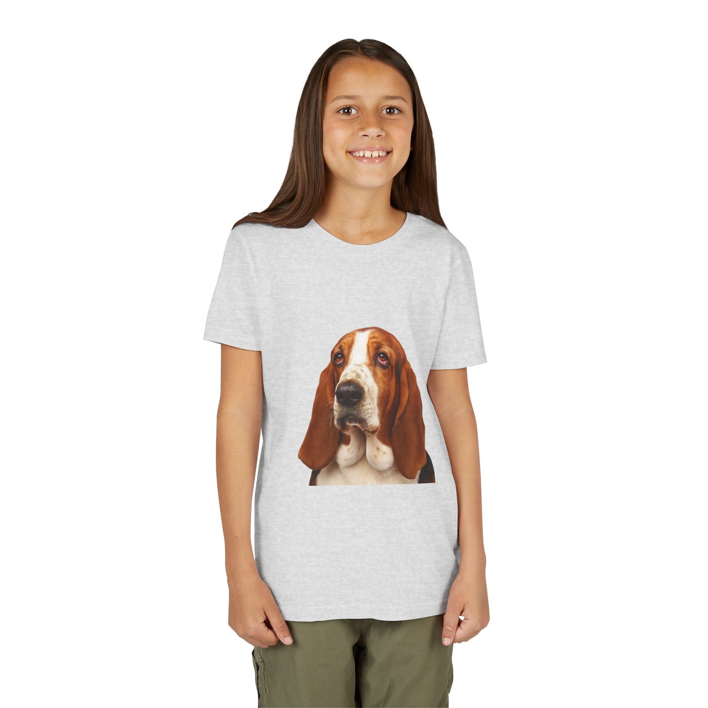 Basset Head Youth Unisex Short Sleeve Crewneck Tee