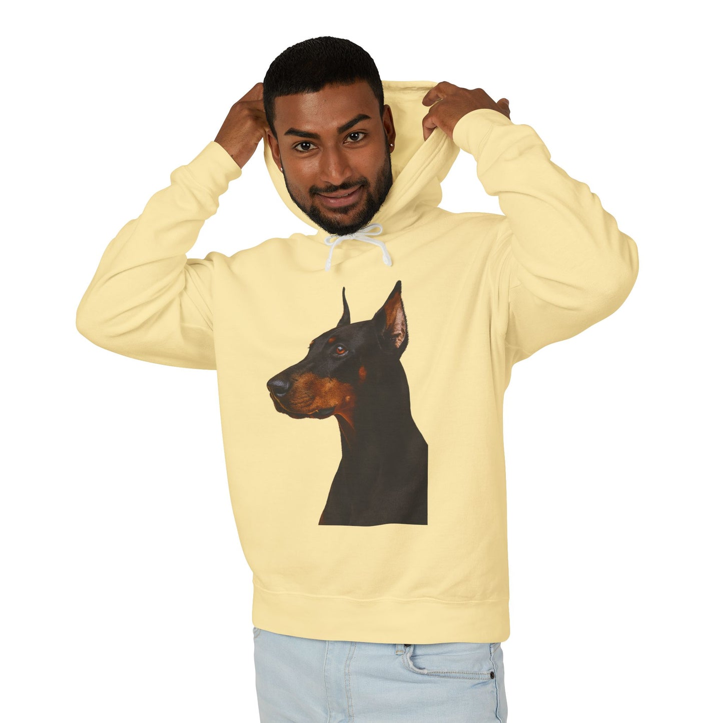 Doberman Head Unisex Lightweight Hoodie