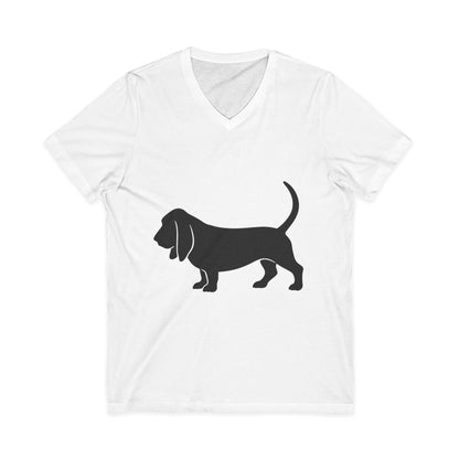 Basset Silhouette Unisex Short Sleeve V-Neck Tee