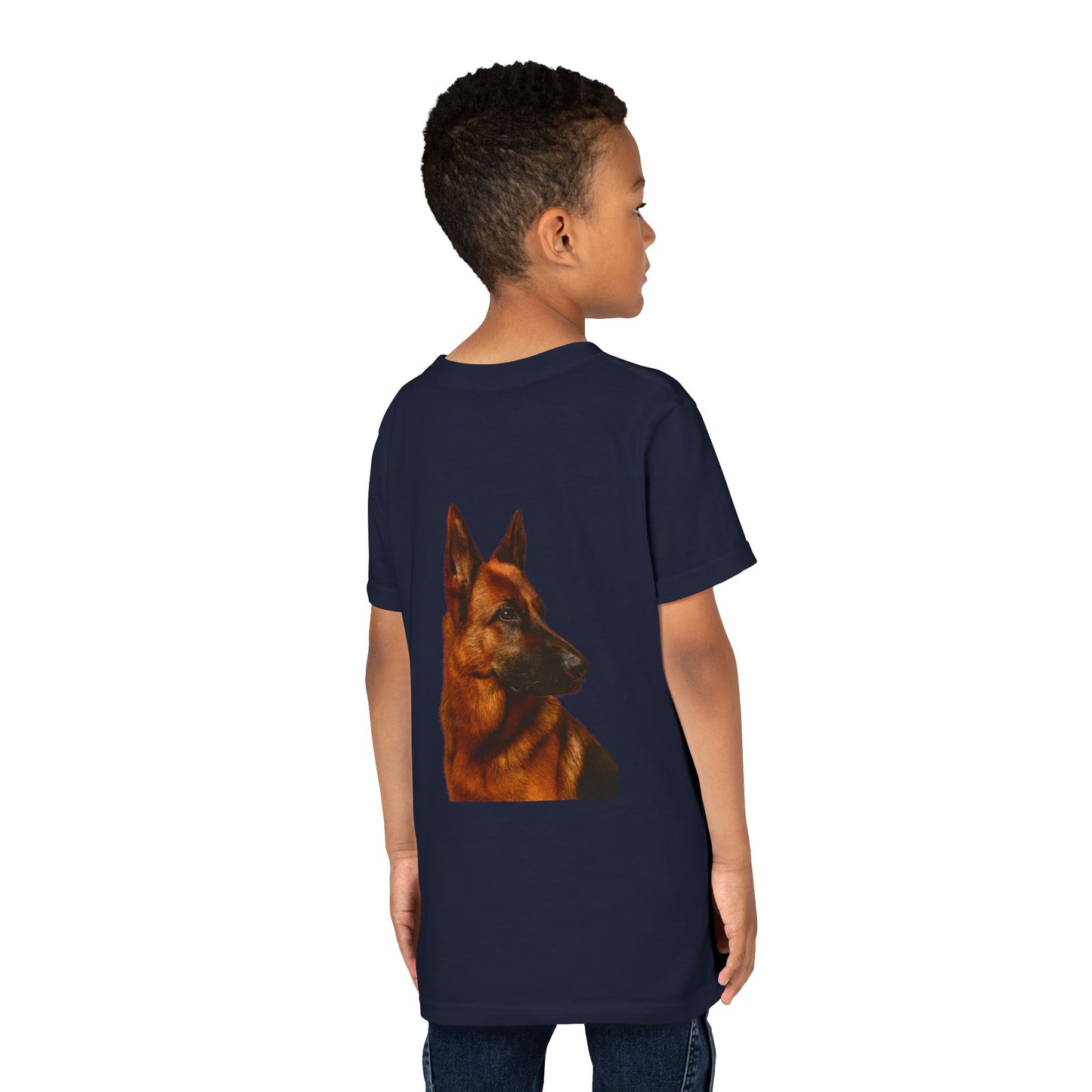 German Shepherd Head Youth Unisex Short Sleeve Crewneck Tee