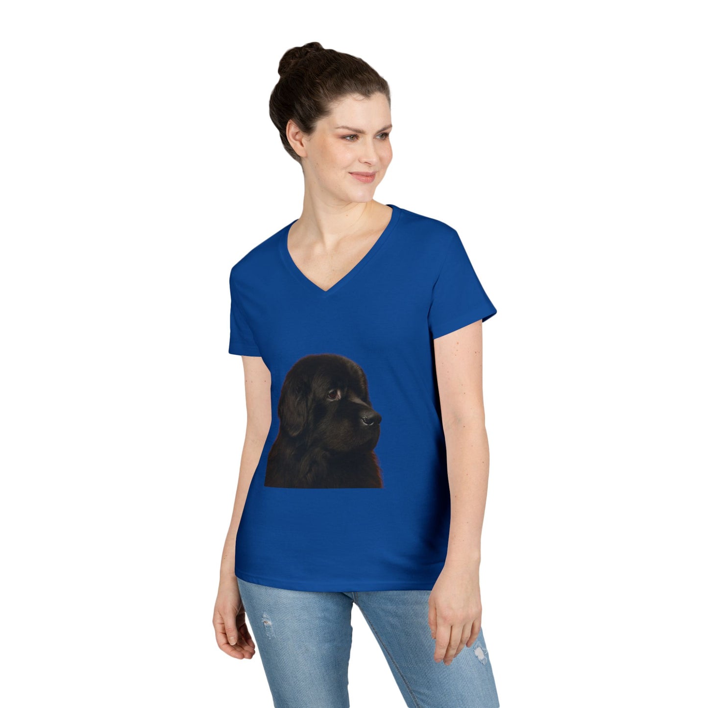 Newfie Head Women's V-Neck T-Shirt