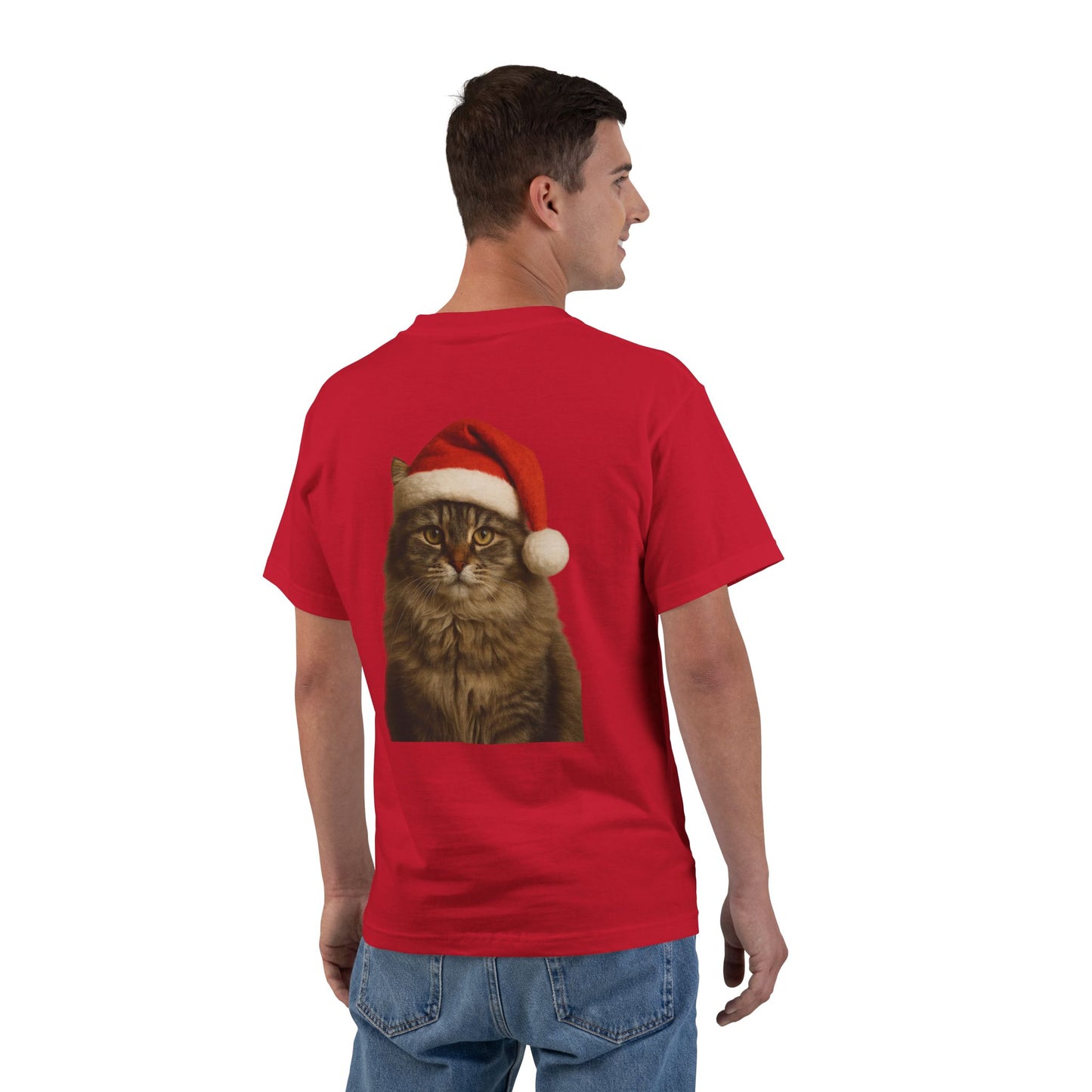 Santa Paws Cat Men's Short-Sleeve Crewneck Tee