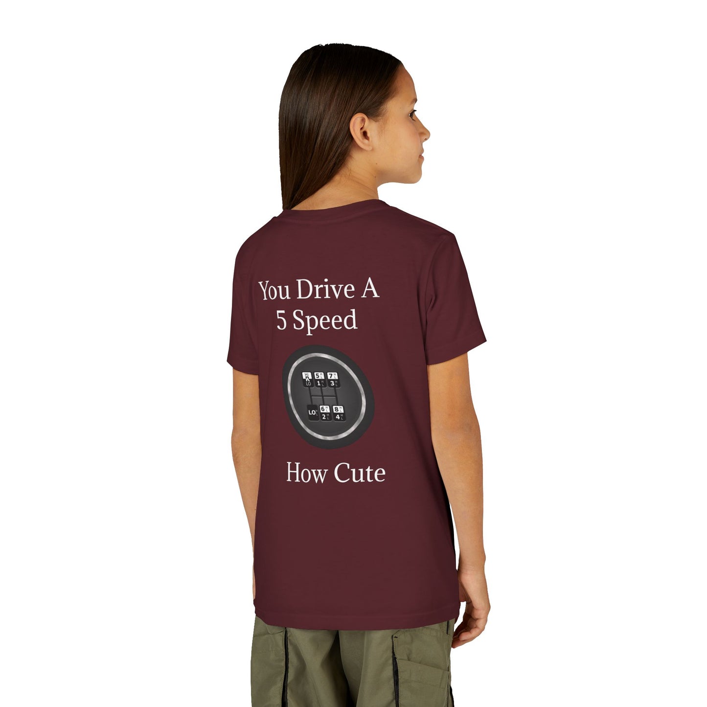 5 Speed How Cute Youth Unisex Short Sleeve Crewneck Tee