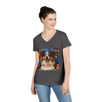 Birthday Buddy Aussie Women's V-Neck T-Shirt