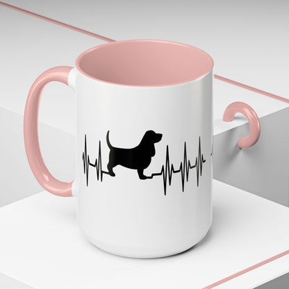 My Heart Beats For Bassets 2-Tone Coffee Mug