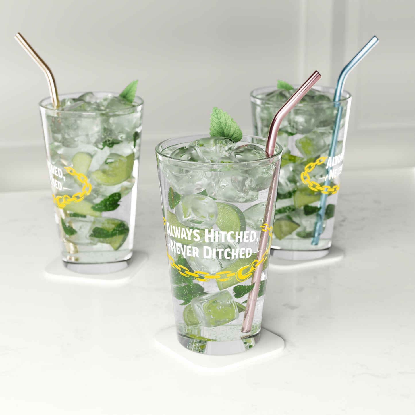 Always Hitched Drinking Glass