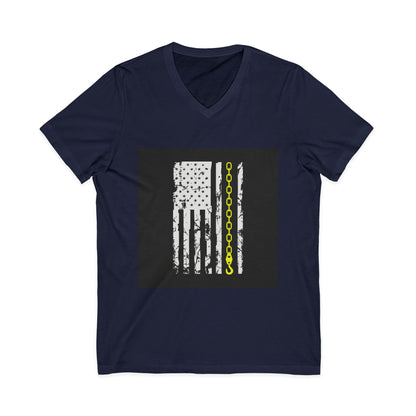 Thin Yellow Line Unisex Short Sleeve V-Neck Tee