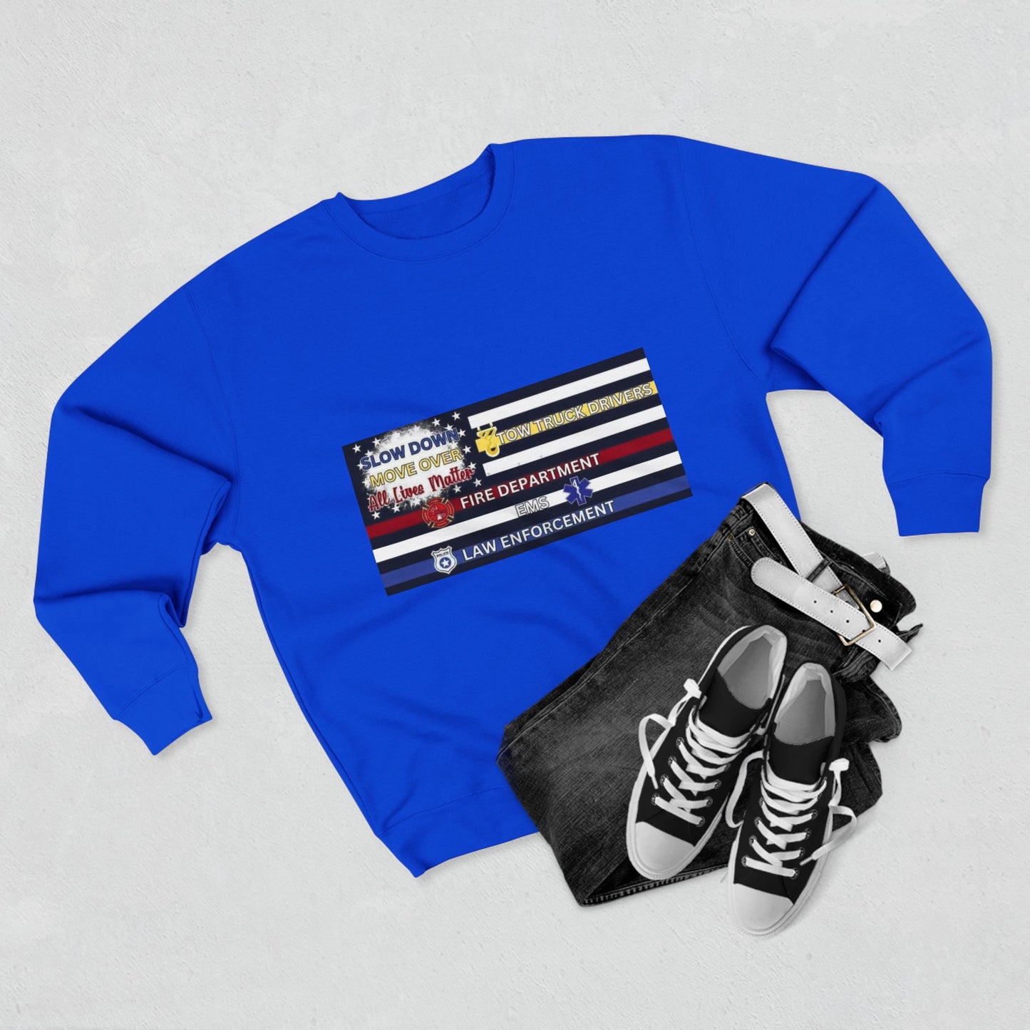 Slow Down Move Over Flag Unisex Crewneck Sweatshirt
