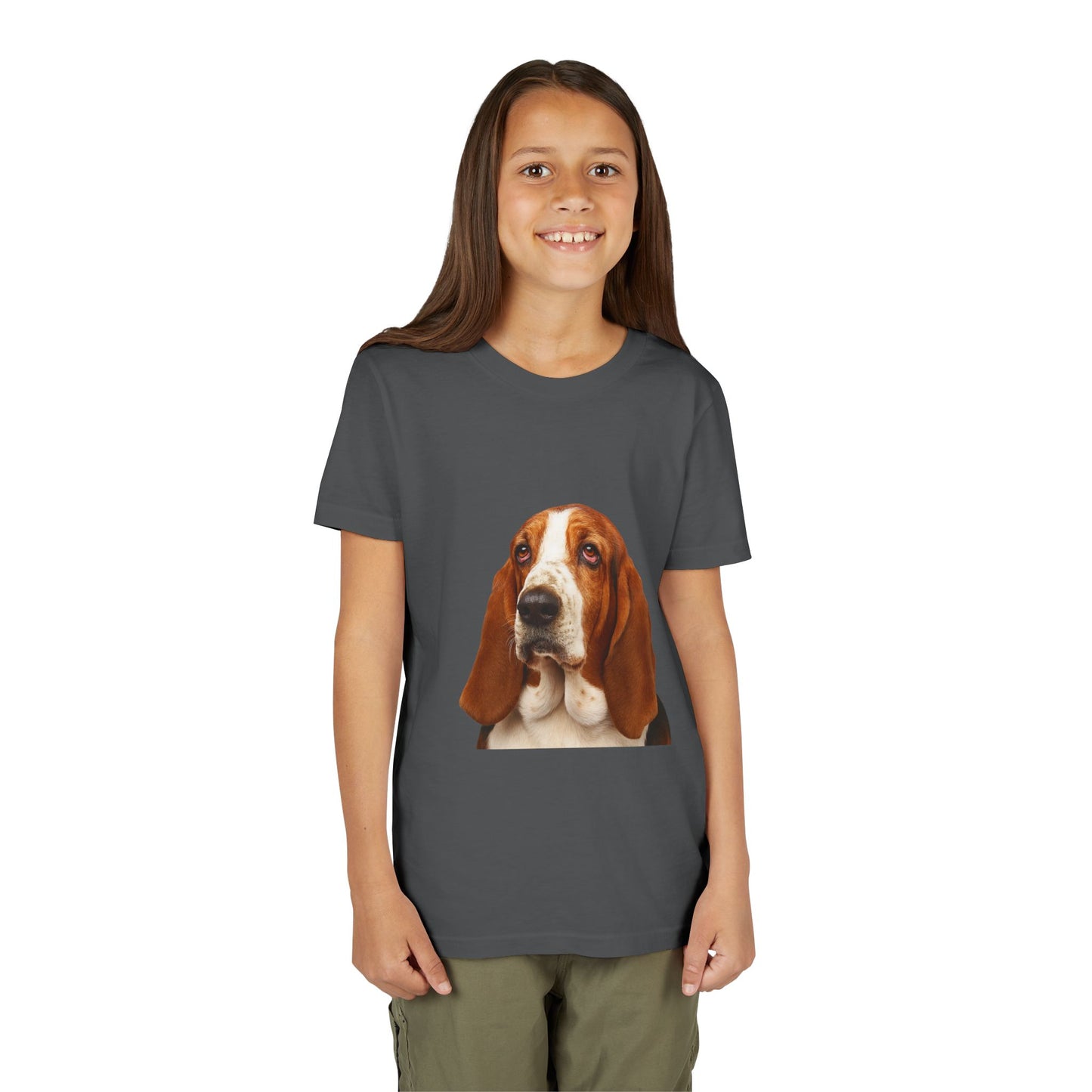 Basset Head Youth Unisex Short Sleeve Crewneck Tee