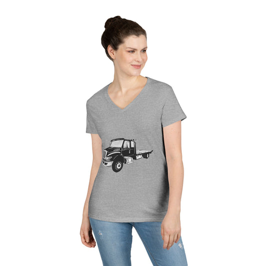 Flatbed Tow Truck Women's V-Neck T-Shirt