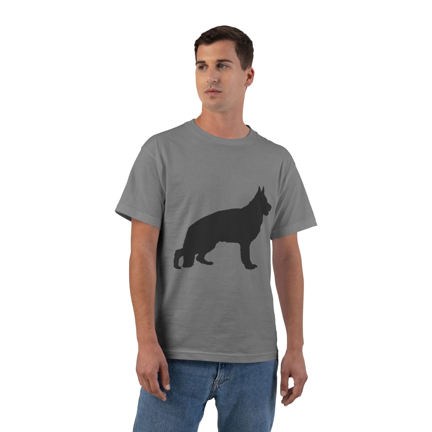 German Shepherd Silhouette Men's Short-Sleeve Crewneck Tee