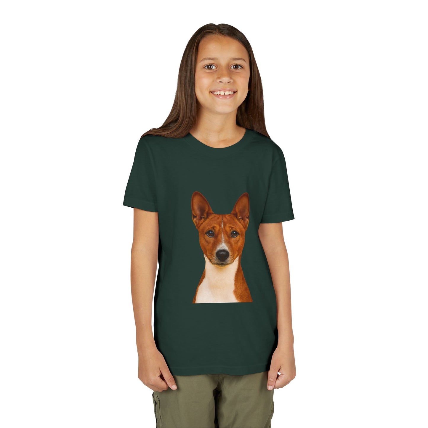 Basenji Head Youth Unisex Short Sleeve Crewneck Tee