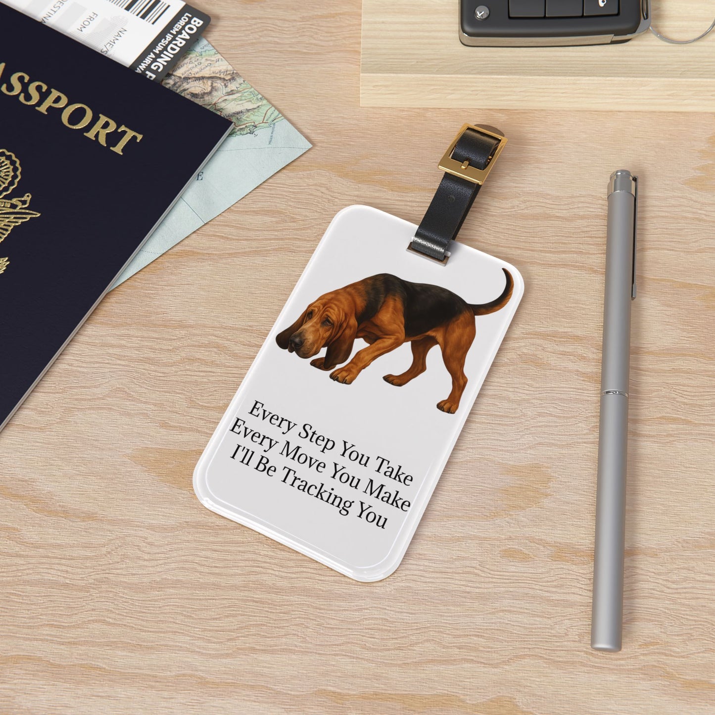 Tracking You Leather Strap Luggage Tag