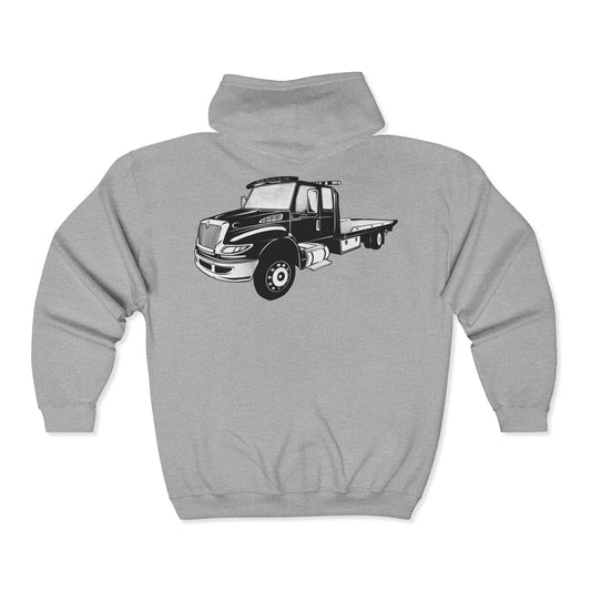 Flatbed Tow Truck Unisex Full Zip Hoodie