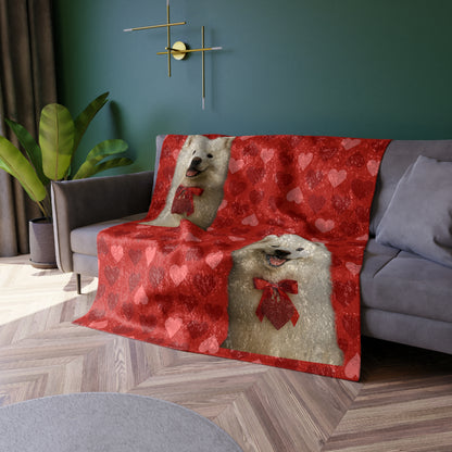 Cupid's Companion Samoyed Crushed Velvet Blanket