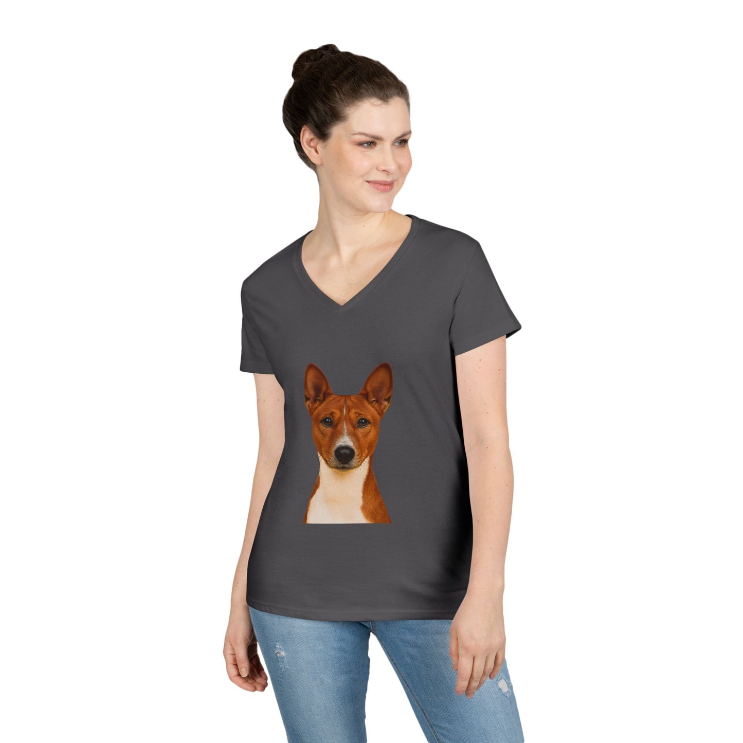 Basenji Head Women's V-Neck T-Shirt