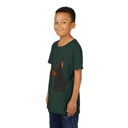 Doberman Head Youth Unisex Short Sleeve Crewneck Tee