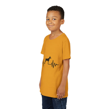 My Heart Beats For Dobermans Youth Unisex Short Sleeve Crewneck Tee