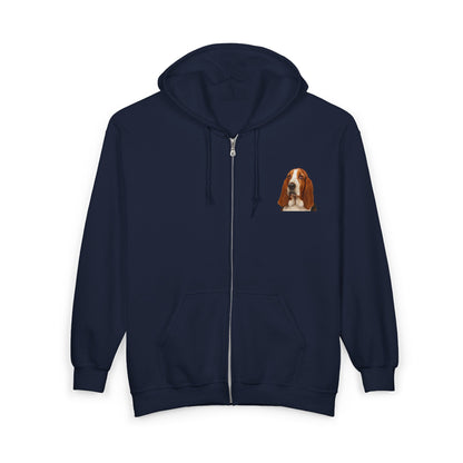 Basset Head Unisex Full Zip Hoodie