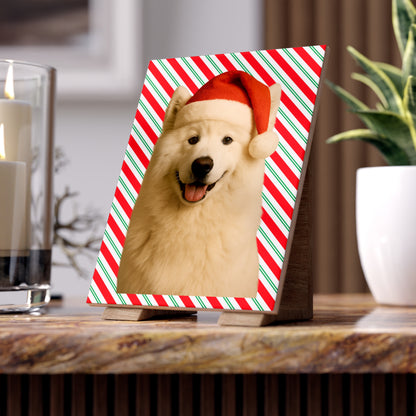 Santa Paws Samoyed Ceramic Photo Tile