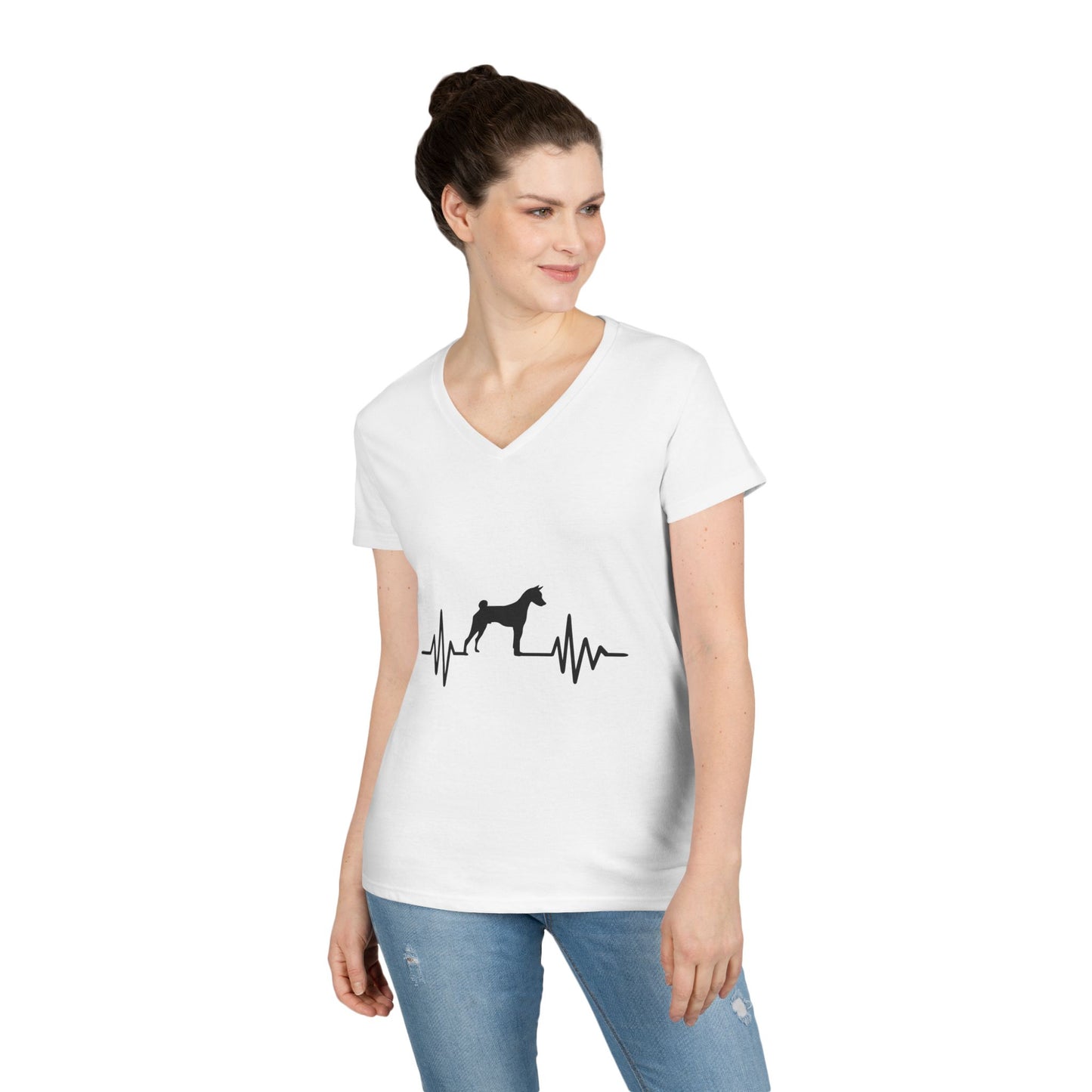 My Heart Beats For Basenjis Women's V-Neck T-Shirt