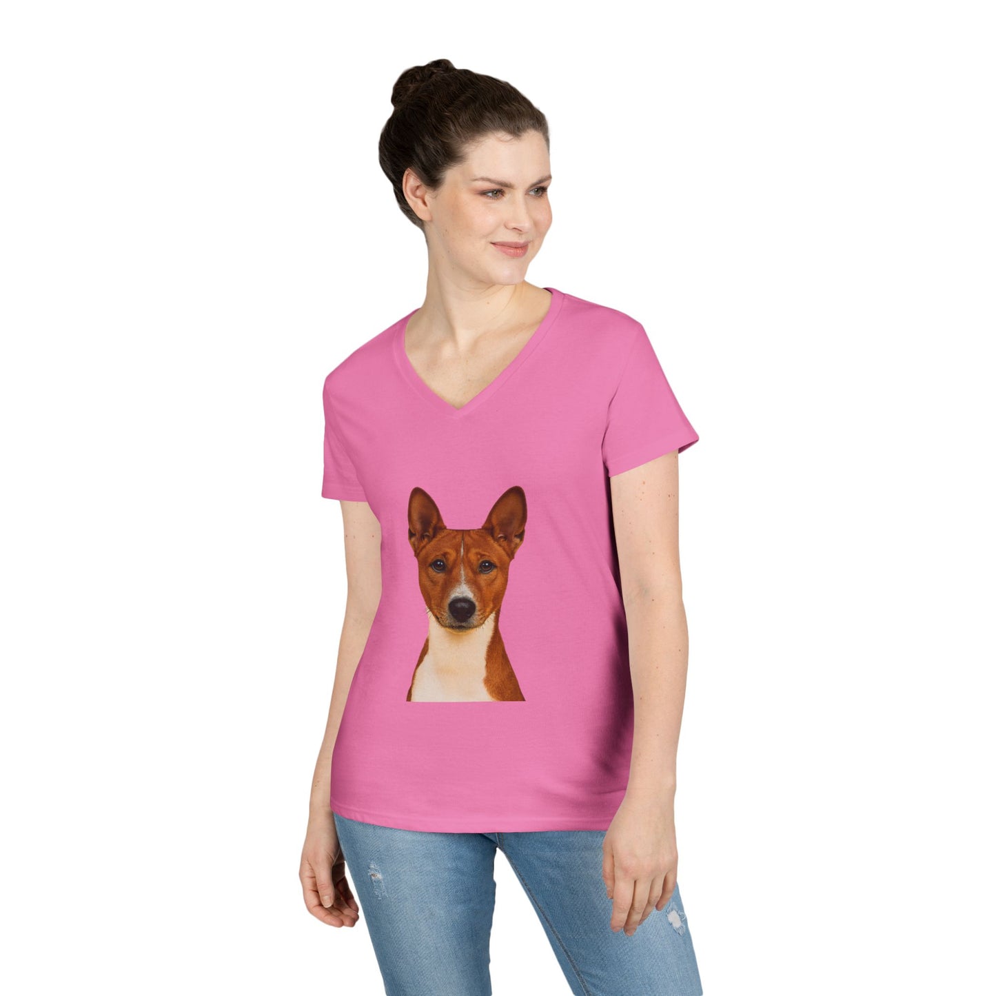 Basenji Head Women's V-Neck T-Shirt