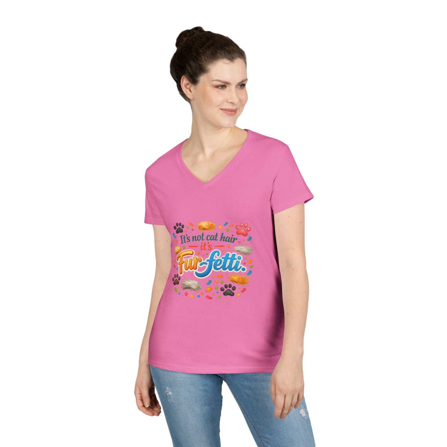 Fur-Fetti Cat Women's V-Neck T-Shirt