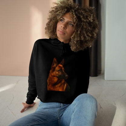 German Shepherd Head Women's Crop Hoodie