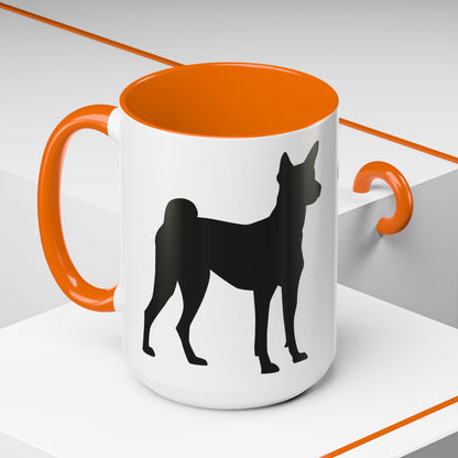 Basenji Silhouette 2-Tone Coffee Mug