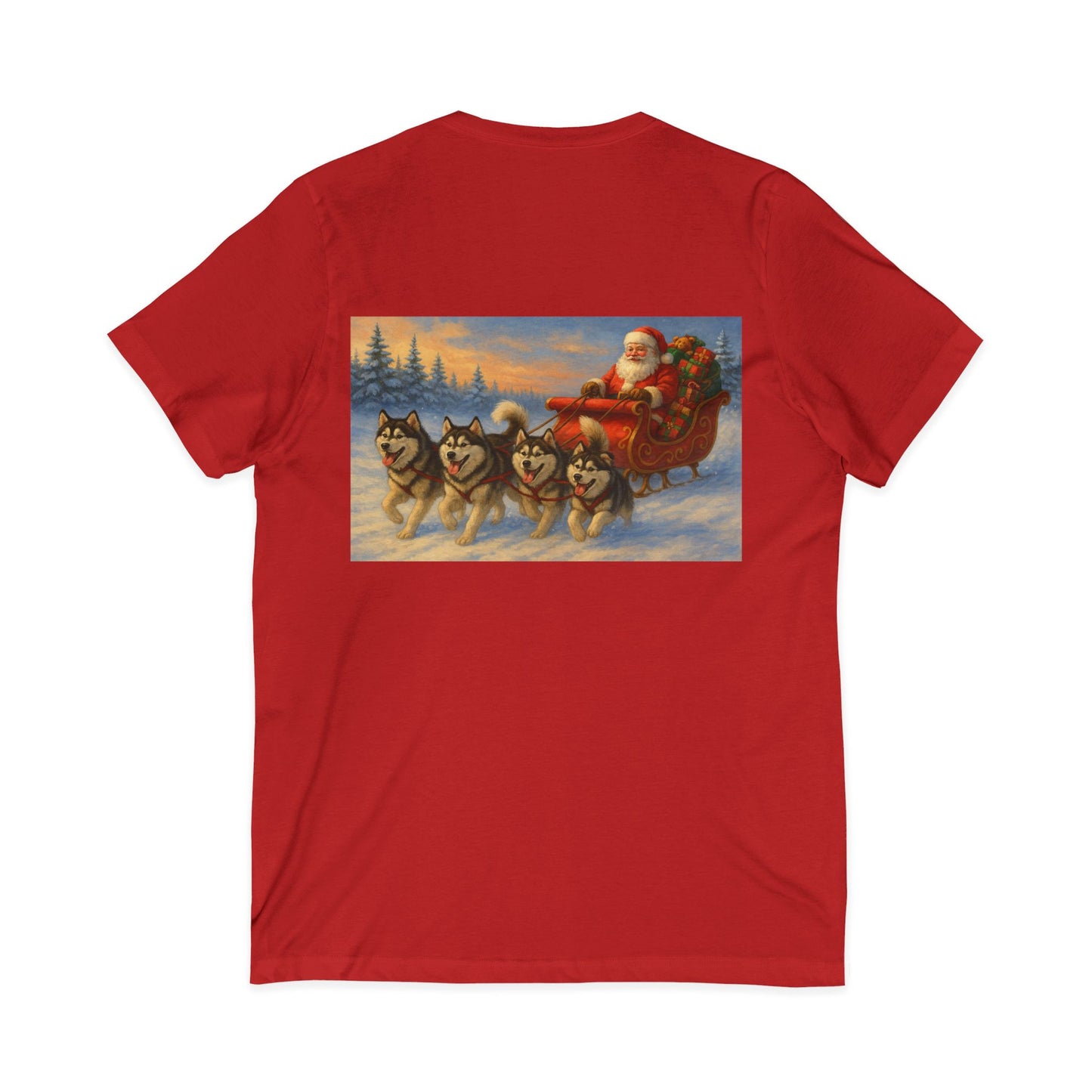 Dashing Through The Snow Unisex Short Sleeve V-Neck Tee