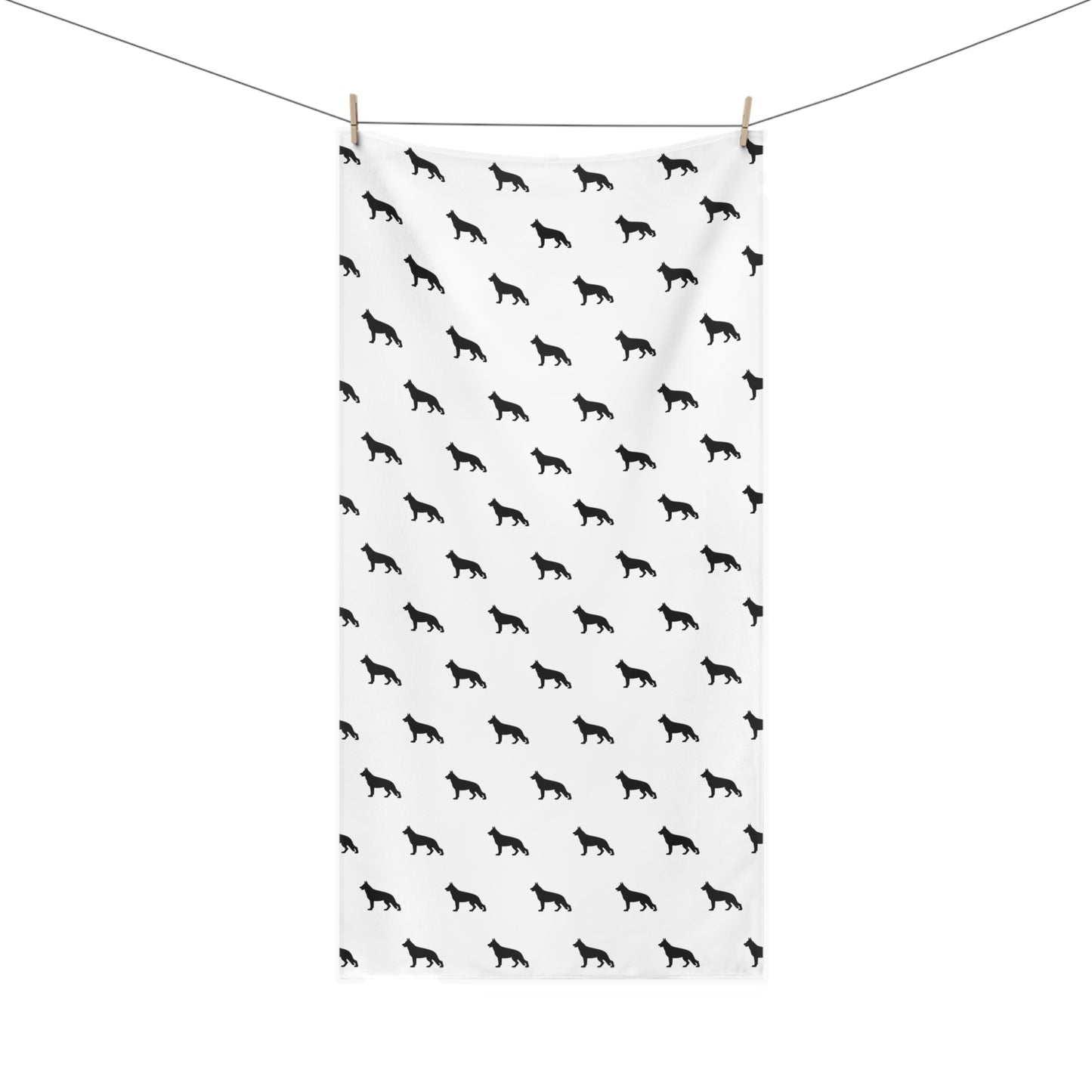 German Shepherd Silhouette Mink-Cotton  Beach Towel