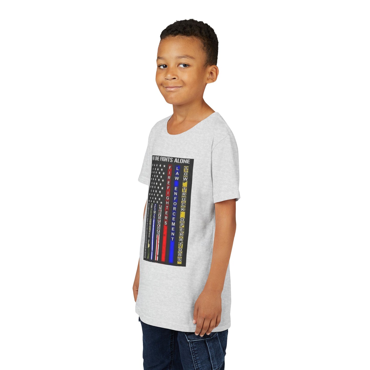 No One Fights Alone Youth Unisex Short Sleeve Crewneck Tee