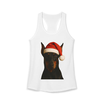 Santa Paws Doberman Women's Racerback Tank