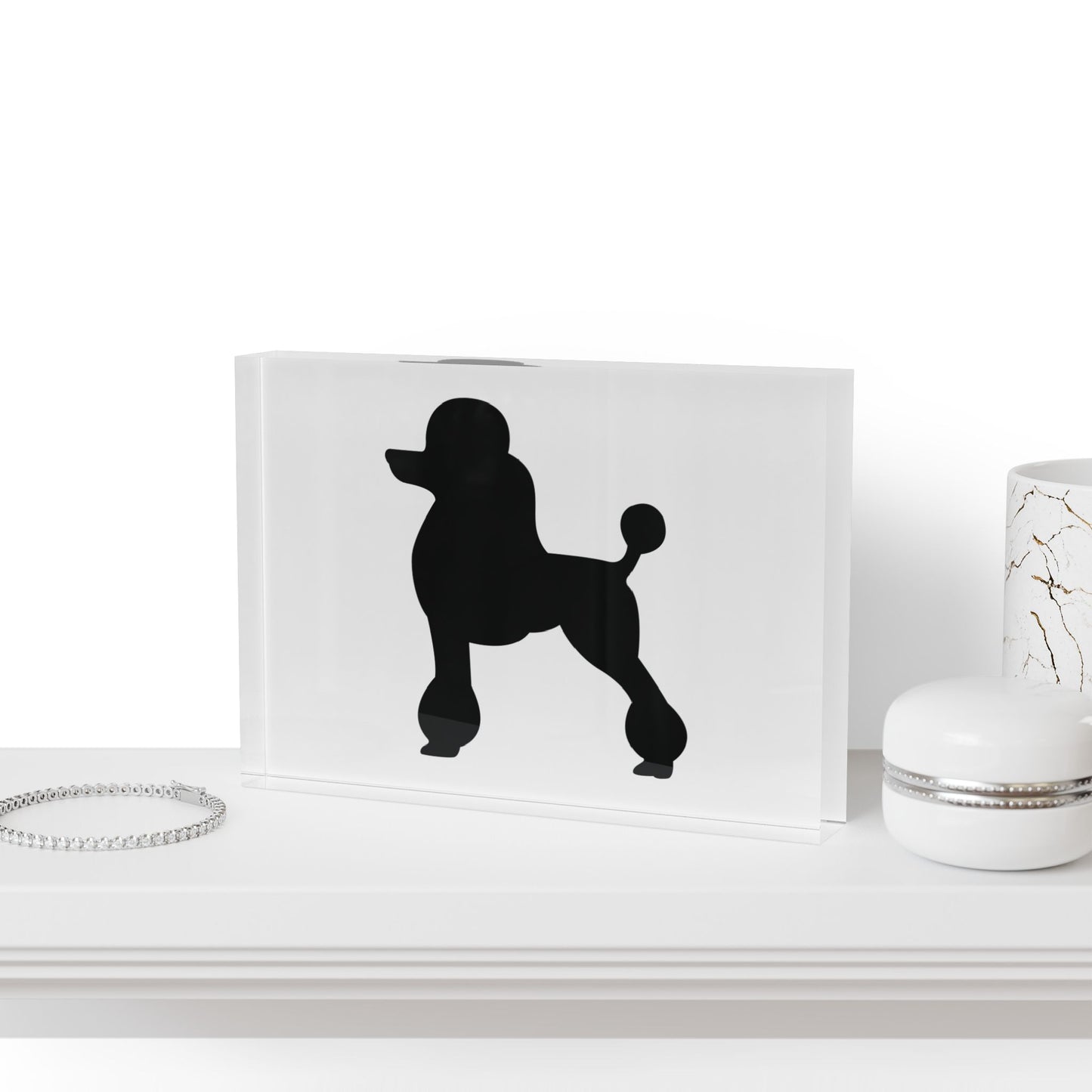 Poodle Silhouette Acrylic Photo Block