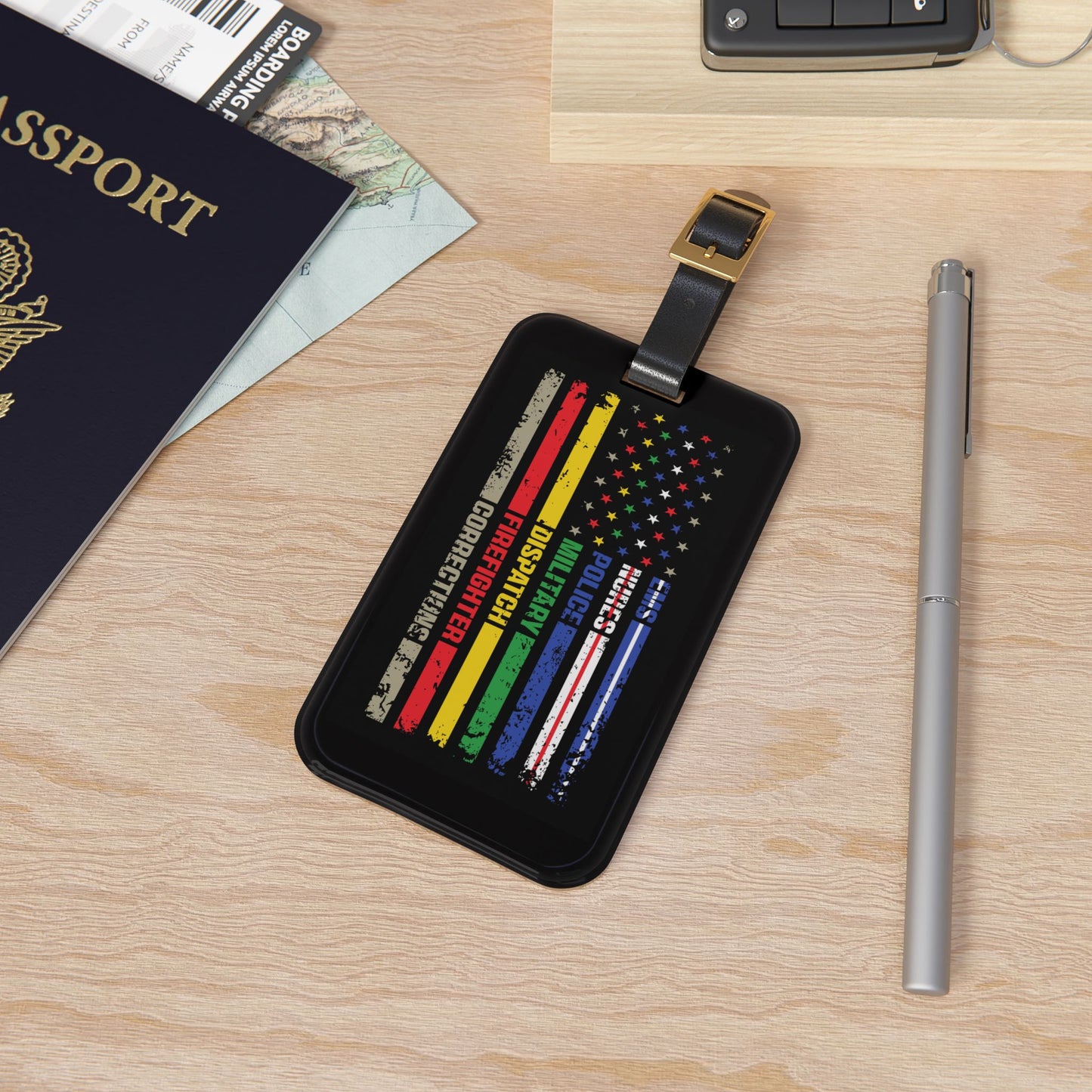 First Responder Leather Strap Luggage Tag