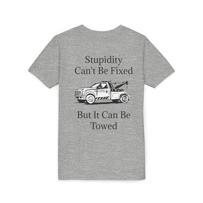 Stupidity Wheel Lift Tow Truck Youth Unisex Short Sleeve Crewneck Tee