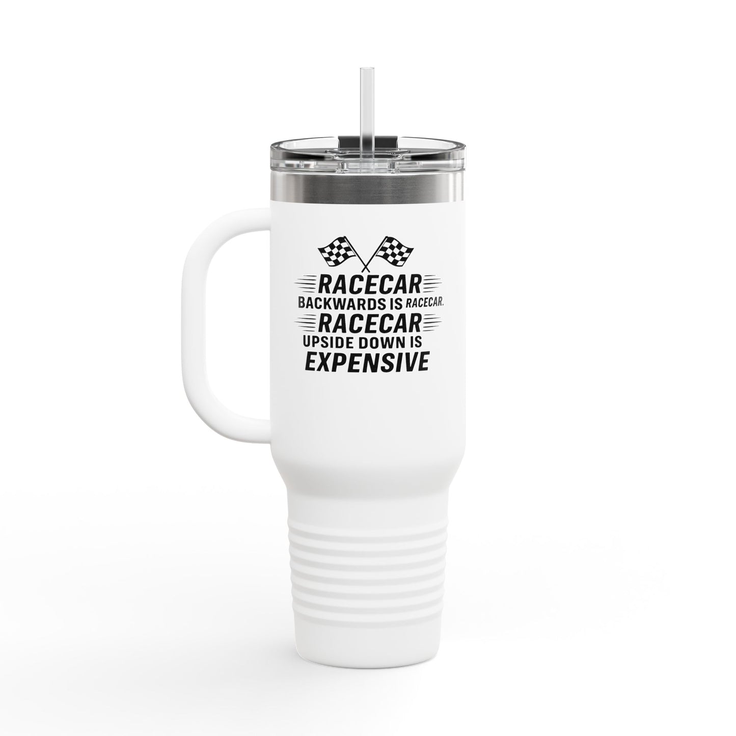 Racecar Backwards Insulated Travel Mug
