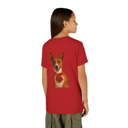 Cupid's Companion Basenji Youth Unisex Short Sleeve Crewneck Tee