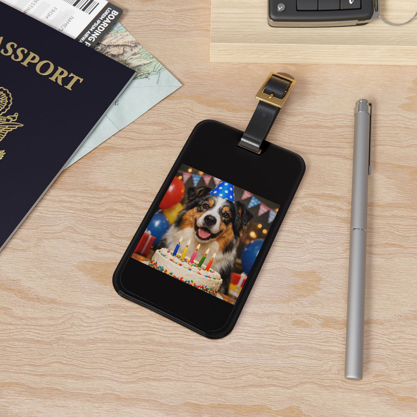 Birthday Buddy Aussie Leather Strap Luggage Tag