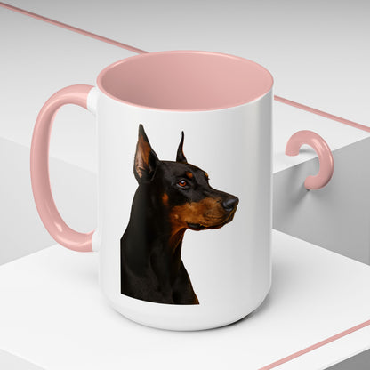 Doberman Head 2-Tone Coffee Mug