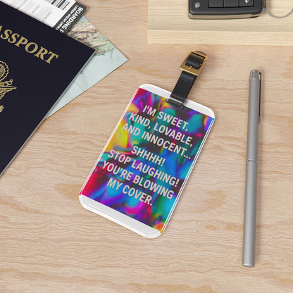 Blowing My Cover Leather Strap Luggage Tag