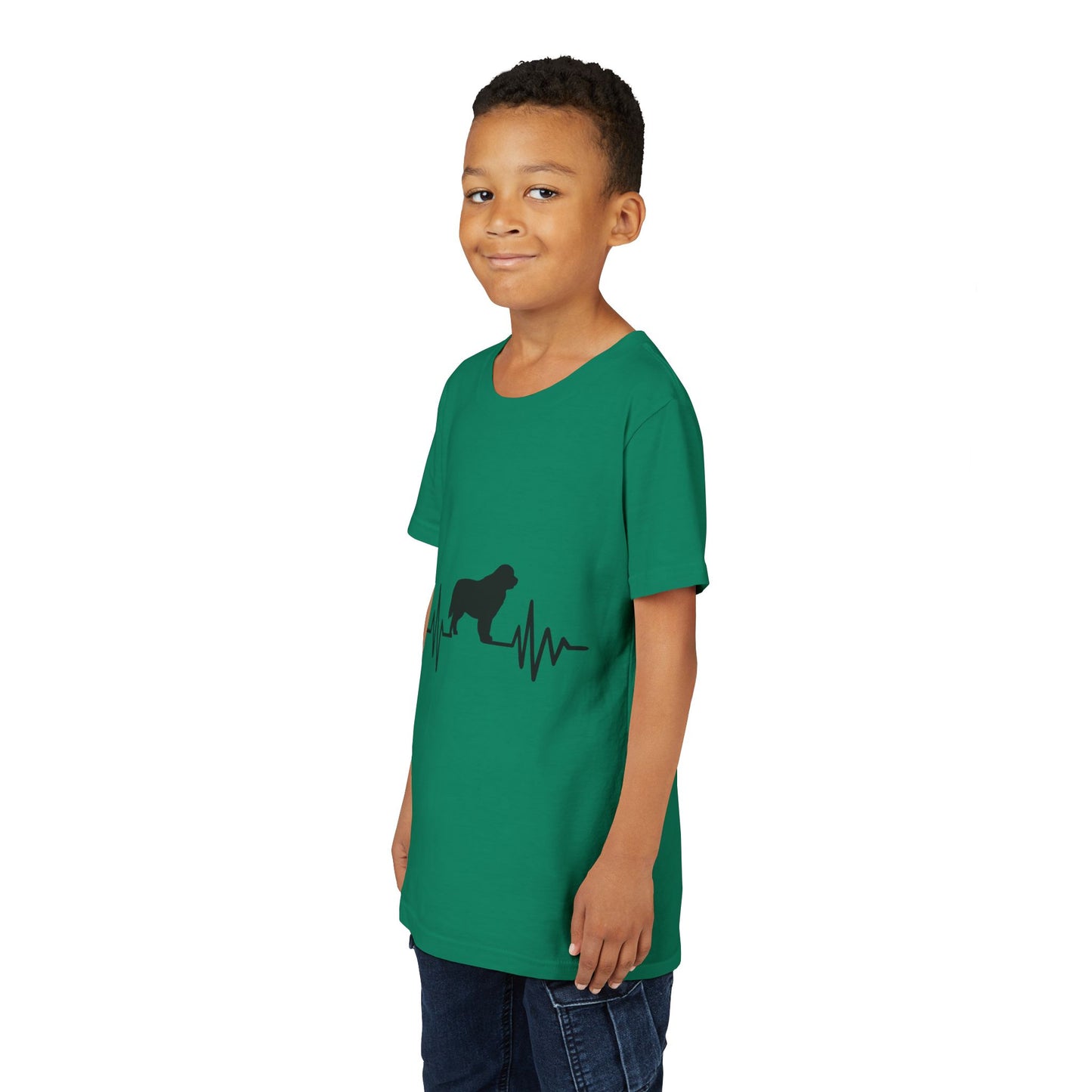 My Heart Beats For Newfies Youth Unisex Short Sleeve Crewneck Tee