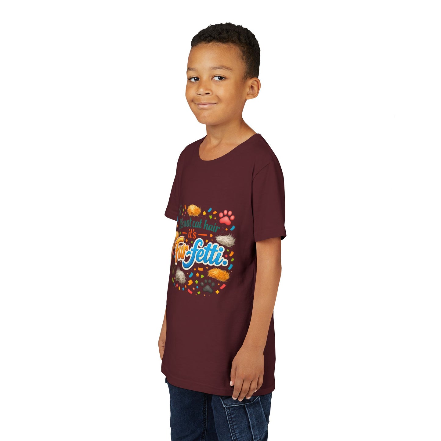 Fur-Fetti Cat Youth Unisex Short Sleeve Crewneck Tee