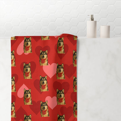 Cupid's Companion Malamute Mink-Cotton  Beach Towel