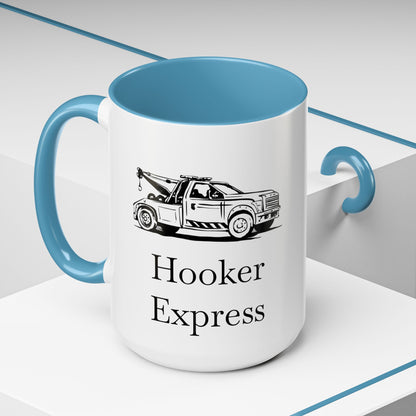 H**ker Express Wheel Lift Tow Truck 2-Tone Coffee Mug